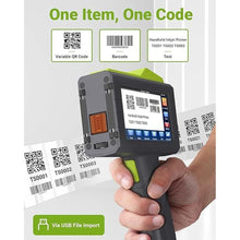 Load image into Gallery viewer, TESEN Upgraded Handheld Printer at 0.5 Inch Print Height with Sensor Printing on Production Line Use Fast Dry Ink to Print Date Time Logo Barcode QR Code Batch Number Anywhere (Works Over 16 Hours)