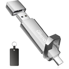 Load image into Gallery viewer, 256G External Portable SSD USB Solid State Drive, Up to 1000MB/s 3.2 Gen 2 Solid State, Type C + USB A Dual Drive for Phone/Android Laptops/Windows/Mac, Silver