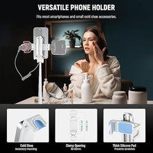 Load image into Gallery viewer, NEEWER Selfie Stick with Detachable Bluetooth Remote Shutter, Lightweight Foldable Travel Tripod for iPhone, 360° Phone Holder Cold Shoe for YouTube/TikTok Vlogs Live Streaming Photography, White, P15