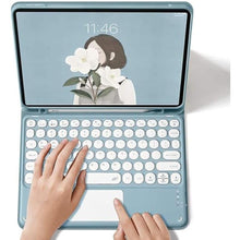 Load image into Gallery viewer, NUWONAYA Case with Touchpad Keyboard for Galaxy Tab S10+ Plus/S9+ Plus/S9 FE+ Plus/S8+ Plus/S7+ Plus/S7 FE 12.4",Candy Color Round Keys Magnetic Detachable Keyboard?Mist Blue