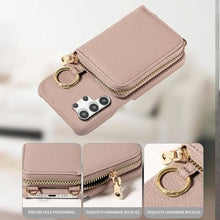 Load image into Gallery viewer, Furiet Wallet Case for Samsung Galaxy S25 Ultra 5G with Shoulder Strap Ring Buckle, Luxury PU Leather Zipper Flip Organ Purse, Credit Card Holder Stand Phone Cover for S25Ultra 25S S 25 25Ultra Khaki