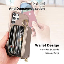 Load image into Gallery viewer, Furiet Wallet Case for Samsung Galaxy S25 Ultra 5G with Shoulder Strap Ring Buckle, Luxury PU Leather Zipper Flip Organ Purse, Credit Card Holder Stand Phone Cover for S25Ultra 25S S 25 25Ultra Khaki