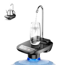 Load image into Gallery viewer, Drinking Water Dispenser Pump, Automatic Desk Water Pump for 1-5 Gallon Water Jugs, Portable Rechargeable Electric Water Bottle Pump with Tray for Home Kitchen, Office, Travel, Camping (Black)