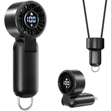 Load image into Gallery viewer, Portable Handheld Turbo Fan with LED Display - Turbocharged 32ft Cooling, Long-lasting 5 Speeds 4oz Lightweight, USB Rechargeable Mini Personal Hand Held Fan Gift for Women Men Travel, Office, Makeup