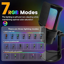 Load image into Gallery viewer, VCOM Gaming USB Microphone, Condenser Dynamic Mic for Podcasting, Streaming, with Quick Mute, Desktop Stand, Pop Filter, RGB Indicator, Shock Mount, Rotate gain Button, Compatible with PS4/5/PC