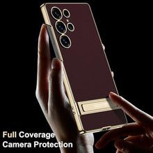 Load image into Gallery viewer, SOUTEM For Samsung Galaxy S25 Ultra Vegan Leather Case with Invisible Plating Kickstand,Thin Flexible Soft Grip Luxury Vegan Slim Protective Shockproof Phone Cover for Samsung Galaxy S25 Ultra 5G(Red)