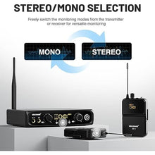 Load image into Gallery viewer, Wireless in-Ear Monitor System, Stereo & Mono IEM System w/Bodypack Receivers & Earphones, 10 Tunable Frequencies, 200ft Range, in Ear Monitors for Musicians, Bands, Studio (SD-1-2R)