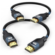 Load image into Gallery viewer, 8K HDMI 2.1 Cable 0.5FT6Inch2-Pack, Ultra High Speed 48Gbps HDMI Braided Cord, Support HDR10+, eARC, SBTM, QMS, CEC, HDCP 2.3 for TV, Monitor, PC, Laptop, HDMI Switch, HDMI Splitter, KVM, Projector