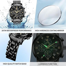 Load image into Gallery viewer, OLEVS Black Watches for Men,Men's Black Watch Stainless Steel,Men's Dress Watch Roman Numerals,Big Face Mens Watches Luxury,Mens Waterproof Wristwatch,Reloje para Hombre