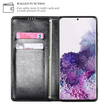 Load image into Gallery viewer, WallchauG for Samsung Galaxy S25 Genuine Leather Wallet Case, Built-in Card Holder RFID Blocking Kickstand, Protective Shockproof Phone Case for S25, Black