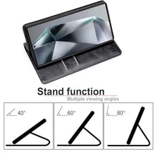 Load image into Gallery viewer, WallchauG for Samsung Galaxy S25 Genuine Leather Wallet Case, Built-in Card Holder RFID Blocking Kickstand, Protective Shockproof Phone Case for S25, Black