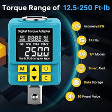 Load image into Gallery viewer, Upgrade Digital Torque Adapter, (±1% Accuracy, 12.5-250Ft-lb), 1/2" Digital Torque Wrench Adapter for Car, Versatile Meter - Smart Alert | Peak/Track | Preset | Store/Delete, for Automotive(340N.m)