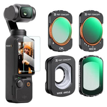 Load image into Gallery viewer, K&F Concept Magnetic Wide Angle Lens & Effect & ND & CPL Filter Set Compatible with DJI Osmo Pocket 3, 4 Pack Wide-Angle Lens CPL Black Diffusion 1/4 ND2-32 Filters, HD Optical Glass/Multi-Coated