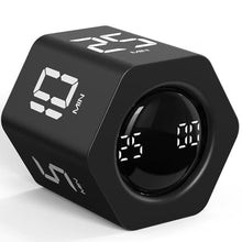 Load image into Gallery viewer, Rotating Pomodoro Timer 5, 25, 10 30,60 Mins Preset Stopwatch, Desk Flip ProductivityTimer, ADHD Tool Hexagon, Vibration/Mute/Alarm, for Work, Study, Back to School, Kitchen, Black