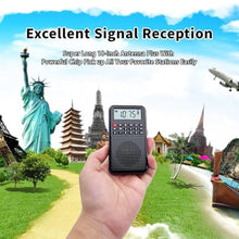 Load image into Gallery viewer, YOFITS YF39 Portable FM AM Radio with Bluetooth, Voice Recording, TF Card Support, Stable Signal Reception, LED Emergency Light, Compact Design for Home and Outdoor Use(Black)