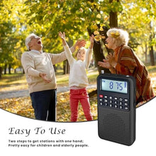 Load image into Gallery viewer, YOFITS YF39 Portable FM AM Radio with Bluetooth, Voice Recording, TF Card Support, Stable Signal Reception, LED Emergency Light, Compact Design for Home and Outdoor Use(Black)