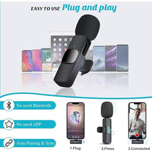 Load image into Gallery viewer, Wireless Microphone for iPhone iPad, Wireless Lavalier Microphone, Mini Mic Clip-on Microphones for Video Recording, Live Stream, Interview, Tiktok, Vlog, Podcast, YouTube, 2 Pack