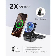 Load image into Gallery viewer, Qi2 3 in 1 Wireless Charger for Apple Devices, Qi2 15W Magnetic Foldable Wireless Fast Charger for iPhone 16/15/14/13/12, Apple Watch and AirPods