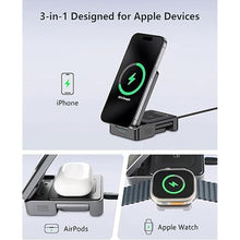 Load image into Gallery viewer, Qi2 3 in 1 Wireless Charger for Apple Devices, Qi2 15W Magnetic Foldable Wireless Fast Charger for iPhone 16/15/14/13/12, Apple Watch and AirPods