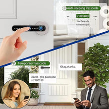 Load image into Gallery viewer, Smart Electronic Fingerprint Door Lock, Keyless Entry with Handle, Codes, APP, IC Cards, Fingerprints, Keys, for Home Bedroom Apartment (Silvery)