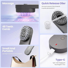 Load image into Gallery viewer, UNIWA Scalp Massager Hair Growth Brush, Hair Oil Applicator, 3 in 1 Scalp Massage Tool, Head Scalp Massager for Relax, Cordless Electric Brush for Hair Care, Oil Dispenser Comb, Mothers Day Gifts,Grey