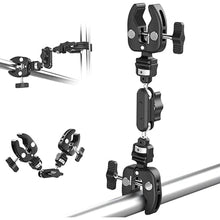 Load image into Gallery viewer, NEEWER Double Super Clamp Camera Mount with Magic Arm, NATO Interface, Cold Shoes, 1/4" Locating Holes for ARRI, Desk Studio Photography Light Stand Pole Cross Bar Umbrella Holder Clamp Mount, UA060