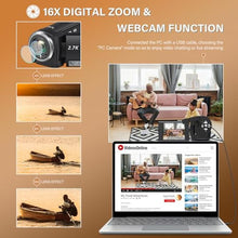 Load image into Gallery viewer, Muitune Camcorder Video Camera QHD 2.7K 56MP 16X Digital Zoom Vlogging Camera with LED Fill Light for YouTube, 2.8 Inch 270 Degree Rotation LCD Screen Camcorder with 32GB SD Card and Two Batteries