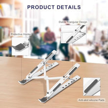 Load image into Gallery viewer, weourwe Ergonomic and Foldable Laptop Stand for Desk, Adjustable Riser, Fits All Laptops and Notebooks up to 17,Ultra-Thin,Ventilated Cooling,ABS+Silicone,Silver.