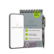 Load image into Gallery viewer, Rocketbook Mini Reusable Smart Notepad, Pocket Size Notebook 3.5x5.5, Gray - Dotted Pages, App-Connected, Erasable, Ideal for On-The-Go List Taking & Quick Notes Anywhere