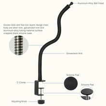 Load image into Gallery viewer, Mippko iPad Clamp Mount,Gooseneck Tablet Stand for Desk/Table/Bed/Chair/Lectern,50 cm Long 360 Adjustable Arm Mount for 4.7~12.9" iPad/iPhone/Nexus/LG G Pads/e-Reader/Switch
