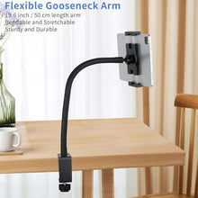 Load image into Gallery viewer, Mippko iPad Clamp Mount,Gooseneck Tablet Stand for Desk/Table/Bed/Chair/Lectern,50 cm Long 360 Adjustable Arm Mount for 4.7~12.9" iPad/iPhone/Nexus/LG G Pads/e-Reader/Switch