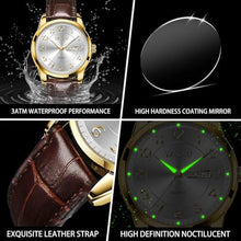 Load image into Gallery viewer, Taxau Brown Leather Watches for Men White Big Dial Gold Classic Luxury Dress Watch Men Cheap Casual Simple Waterproof Analog Quartz Men s Wrist Watches with Day Date Relojes para Hombre