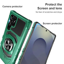 Load image into Gallery viewer, Armor Case for Samsung Galaxy S25 Ultra Military Grade Shockproof Phone Case with Built-in Screen Protector, Heavy Duty Protection Metall Ring Kickstand for Samsung S25 Ultra 5G Cover (Green)