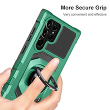 Load image into Gallery viewer, Armor Case for Samsung Galaxy S25 Ultra Military Grade Shockproof Phone Case with Built-in Screen Protector, Heavy Duty Protection Metall Ring Kickstand for Samsung S25 Ultra 5G Cover (Green)