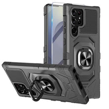 Load image into Gallery viewer, Armor Case for Samsung Galaxy S25 Ultra Military Grade Shockproof Phone Case with Built-in Screen Protector, Heavy Duty Protection Metall Ring Kickstand for Samsung S25 Ultra 5G Cover (Black)