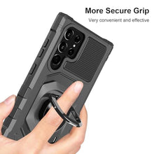 Load image into Gallery viewer, Armor Case for Samsung Galaxy S25 Ultra Military Grade Shockproof Phone Case with Built-in Screen Protector, Heavy Duty Protection Metall Ring Kickstand for Samsung S25 Ultra 5G Cover (Black)