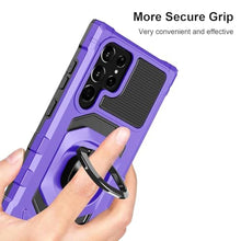 Load image into Gallery viewer, Armor Case for Samsung Galaxy S25 Ultra Military Grade Shockproof Phone Case with Built-in Screen Protector, Heavy Duty Protection Metall Ring Kickstand for Samsung S25 Ultra 5G Cover (Purple)