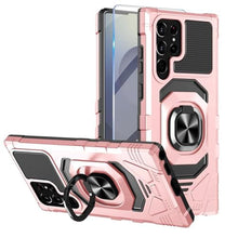 Load image into Gallery viewer, Armor Case for Samsung Galaxy S25 Ultra Military Grade Shockproof Phone Case with Built-in Screen Protector, Heavy Duty Protection Metall Ring Kickstand for Samsung S25 Ultra 5G Cover (Pink)