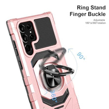 Load image into Gallery viewer, Armor Case for Samsung Galaxy S25 Ultra Military Grade Shockproof Phone Case with Built-in Screen Protector, Heavy Duty Protection Metall Ring Kickstand for Samsung S25 Ultra 5G Cover (Pink)