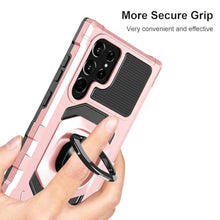 Load image into Gallery viewer, Armor Case for Samsung Galaxy S25 Ultra Military Grade Shockproof Phone Case with Built-in Screen Protector, Heavy Duty Protection Metall Ring Kickstand for Samsung S25 Ultra 5G Cover (Pink)