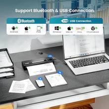 Load image into Gallery viewer, Vretti PB821 Portable Printers Wireless for Travel, A4 Portable Thermal Printer, Mobile Inkless Printer Compatible with Phone & Laptop, Supports 8.5 x 11 US Letter, Fits Car Home School Office - Black