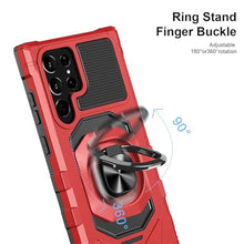 Load image into Gallery viewer, Armor Case for Samsung Galaxy S25 Ultra Military Grade Shockproof Phone Case with Built-in Screen Protector, Heavy Duty Protection Metall Ring Kickstand for Samsung S25 Ultra 5G Cover (Red)