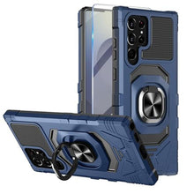 Load image into Gallery viewer, Armor Case for Samsung Galaxy S25 Ultra Military Grade Shockproof Phone Case with Built-in Screen Protector, Heavy Duty Protection Metall Ring Kickstand for Samsung S25 Ultra 5G Cover (Blue)
