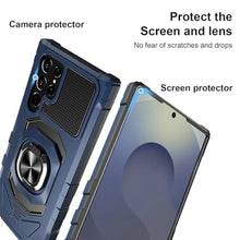 Load image into Gallery viewer, Armor Case for Samsung Galaxy S25 Ultra Military Grade Shockproof Phone Case with Built-in Screen Protector, Heavy Duty Protection Metall Ring Kickstand for Samsung S25 Ultra 5G Cover (Blue)