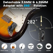 Load image into Gallery viewer, 5.8GHz Wireless Guitar Audio System - Rechargeable Transmitter and Receiver with 4 Channels, Low Latency and Over 164ft Long Range Transmission, Compatible Guitar Bass Electric Instruments