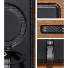 Load image into Gallery viewer, Butaiga for Samsung Galaxy S25 Plus Case Leather with Stand, Anti-Slip Shockproof Loop, Compatible with MagSafe, Magnetic Protective Galaxy S25 Plus Leather Case, Black