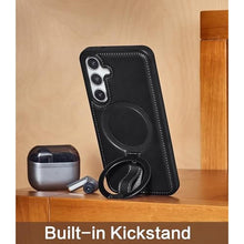 Load image into Gallery viewer, Butaiga for Samsung Galaxy S25 Plus Case Leather with Stand, Anti-Slip Shockproof Loop, Compatible with MagSafe, Magnetic Protective Galaxy S25 Plus Leather Case, Black
