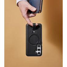 Load image into Gallery viewer, Butaiga for Samsung Galaxy S25 Plus Case Leather with Stand, Anti-Slip Shockproof Loop, Compatible with MagSafe, Magnetic Protective Galaxy S25 Plus Leather Case, Black