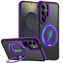 Load image into Gallery viewer, Mondelete 360 Spin Magnetic Stand for Samsung Galaxy S25 Case, Compatible with Magsafe Military Grade Drop Protection, Matte Hard Slim S25 Phone Case with Kickstand Ring Holder (Purple)