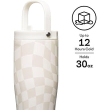 Load image into Gallery viewer, Corkcicle Go Cup XL Insulated Tumbler with Lid and Straw, 30oz Wavy Checkerboard - Neutral